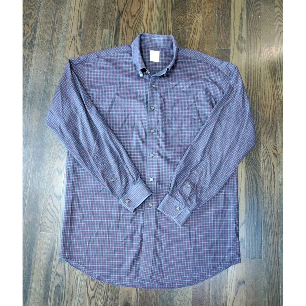 Brooks Brothers The Original Polo Shirt Mens Button Down Shirt XL Red Blue Plaid